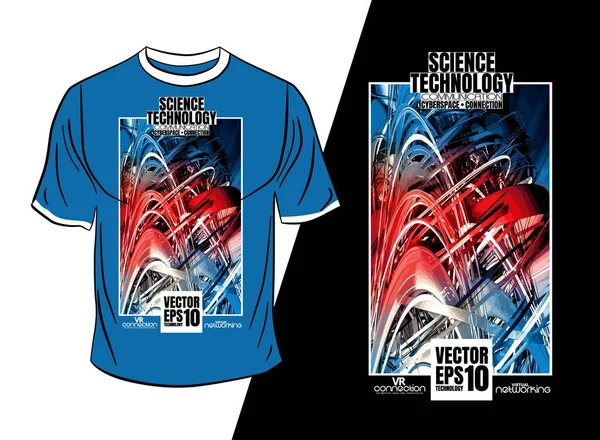 Tişört tasarımı, soyut teknoloji konsepti ve 3 boyutlu oluşturma arkaplanı