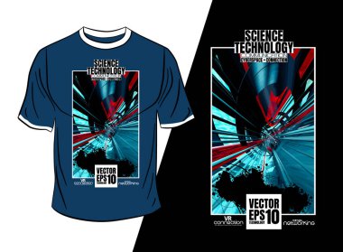 Tişört tasarımı, soyut teknoloji konsepti ve 3 boyutlu oluşturma arkaplanı