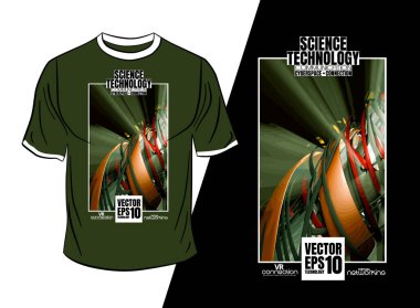 Tişört tasarımı, soyut teknoloji konsepti ve 3 boyutlu oluşturma arkaplanı