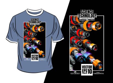 Tişört tasarımı, soyut teknoloji konsepti ve 3 boyutlu oluşturma arkaplanı