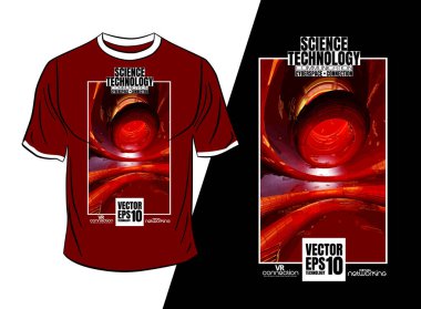 Tişört tasarımı, soyut teknoloji konsepti ve 3 boyutlu oluşturma arkaplanı