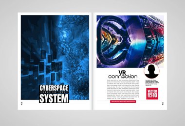 Broşür, dergi, broşür, broşür, arkaplanda teknoloji kavramı olan kitapçık için modern vektör şablonları