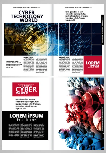Broşür Dergi Broşür Broşür Boyutlu Tasarım Teknolojisi Kavramına Sahip Modern — Stok Vektör