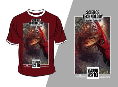 Soyut teknoloji kavramına sahip vektör tişört tasarımı