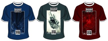 Soyut teknoloji kavramına sahip vektör tişört tasarımı