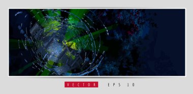 Soyut teknoloji dijital hi-tech konseptinin vektör pankartı web sitesi için hazır