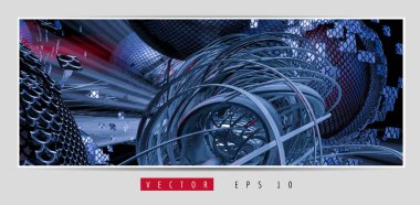 Soyut teknoloji dijital hi-tech konseptinin vektör pankartı web sitesi için hazır