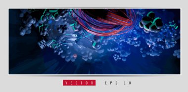 Soyut teknoloji dijital hi-tech konseptinin vektör pankartı web sitesi için hazır