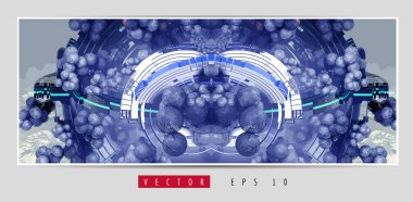 Soyut teknoloji dijital hi-tech konseptinin vektör pankartı web sitesi için hazır