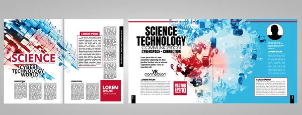 Ontwerp Sjablonen Voor Brochure Tijdschrift Flyer Boekje Met Technologie Concept — Stockvector