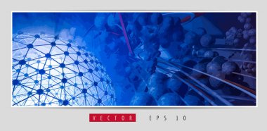 Soyut teknoloji dijital hi-tech konseptinin vektör pankartı web sitesi için hazır