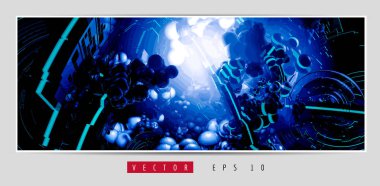 Soyut teknoloji dijital hi-tech konseptinin vektör pankartı web sitesi için hazır