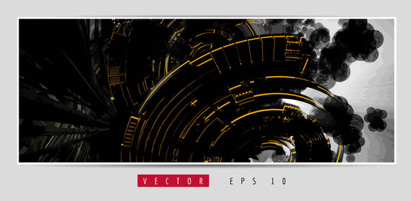 Vector banner background of abstract technology digital hi tech concept ready for website