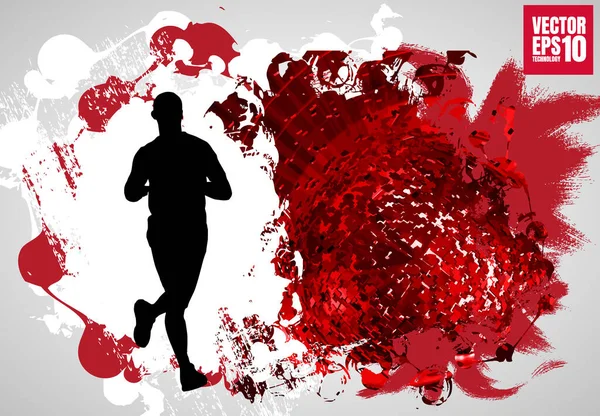 Біжить Чоловік Спортивний Фон Готовий Плаката Або Банера Вектор — стоковий вектор