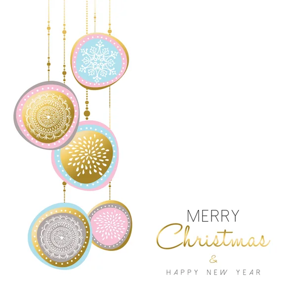 Merry Christmas and new year gold ornament design — Stock Vector