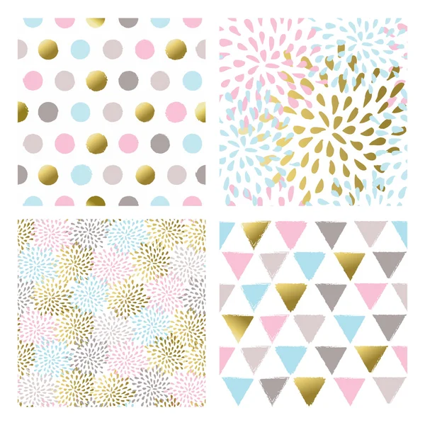 Set of abstract seamless patterns in gold color — Stock Vector