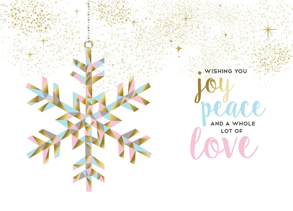 Natal e ano novo design de decoração de neve de ouro — Vetor de Stock