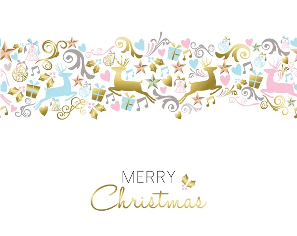 Kerst decoratie en ornament patroon in goud — Stockvector