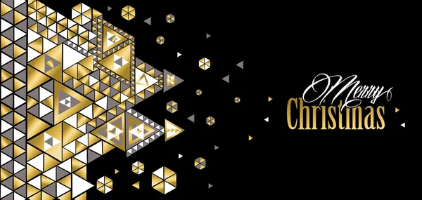 Veselý vánoční geometrický design ve zlatých barvách — Stockový vektor