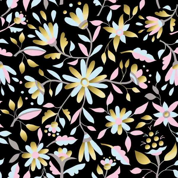 Золотой цветок плавный узор в пастельных цветах — стоковый вектор