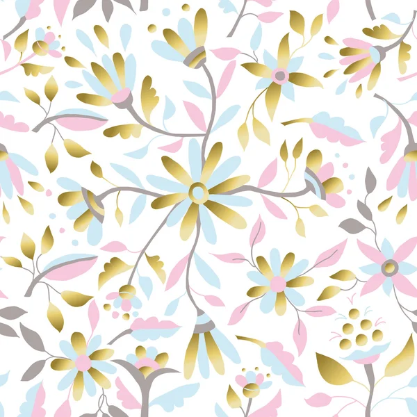 Diseño de patrón inconsútil de decoración de flor de oro — Vector de stock