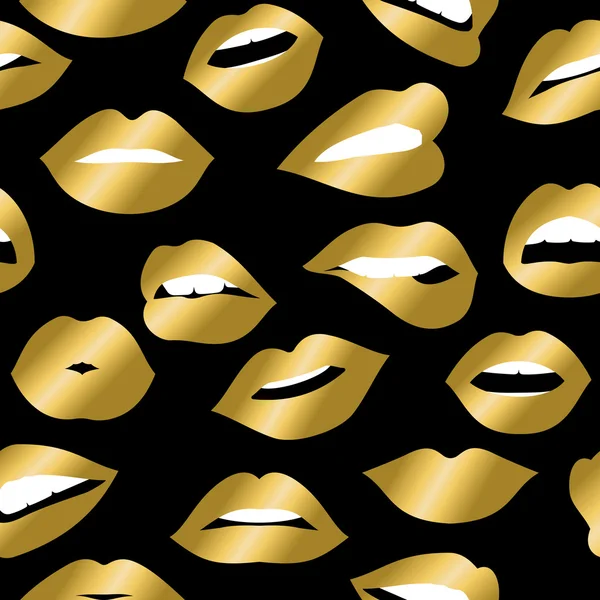 Goldmädchen Mund Ikonen nahtlose Muster-Design — Stockvektor