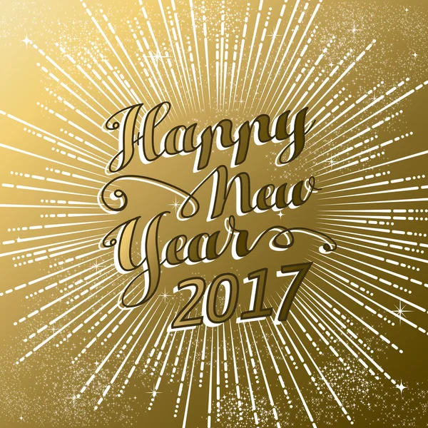 New Year 2017 gold firework explosion design — Stock Vector