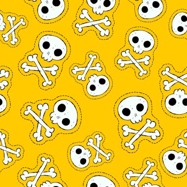 Korkunç insan kafatası kemikleri seamless modeli yama 