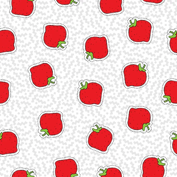 手工绘制的草莓修补程序图标无缝模式 — 图库矢量图片