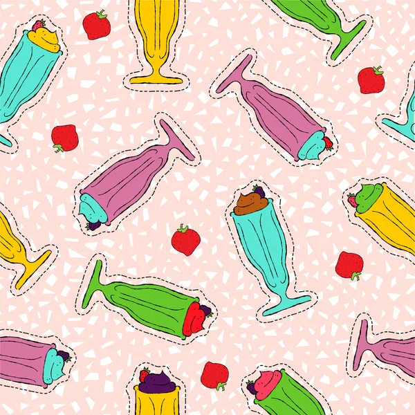 Milkshake hand drawn stitch patch icon pattern