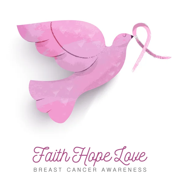 Πουλί ευαισθητοποίησης ροζ καρκίνο του μαστού με κορδέλα — Διανυσματικό Αρχείο
