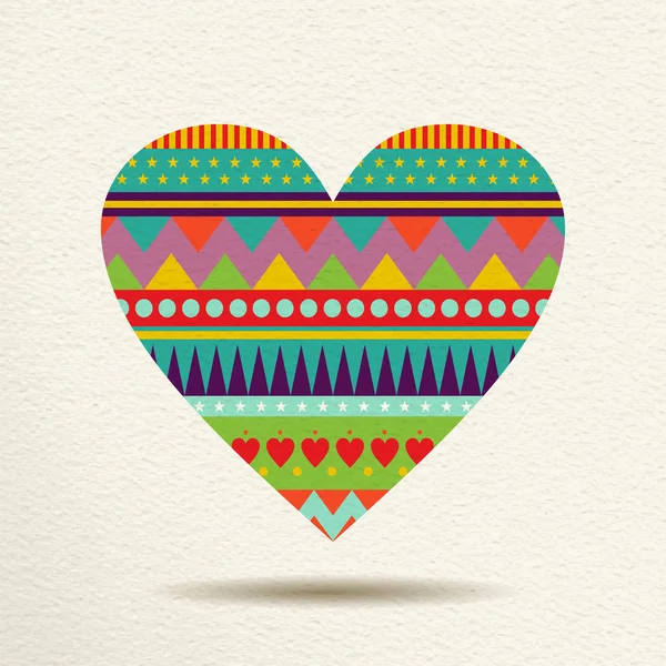 Diseño colorido del corazón en estilo de forma geométrica divertida — Vector de stock