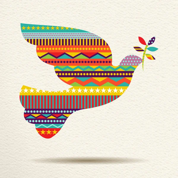 Navidad paz paloma diseño de arte en colores divertidos — Archivo Imágenes Vectoriales
