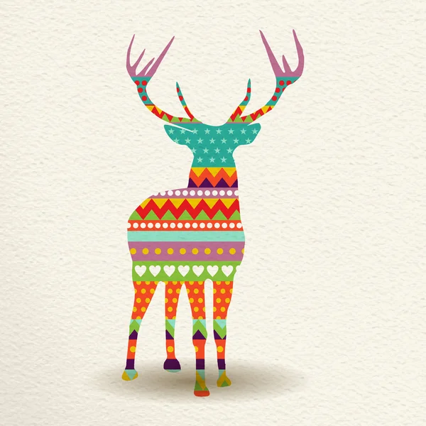 Cervo di Natale in stile colorato arte geometrica — Vettoriale Stock