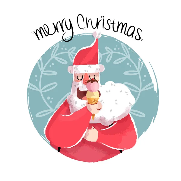Boże Narodzenie ilustracja zabawy santa z lodami — Wektor stockowy