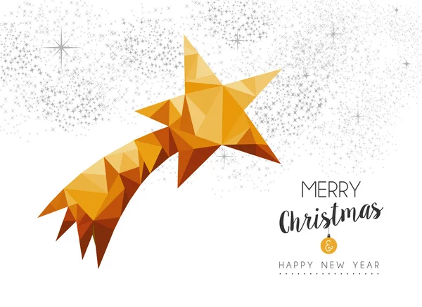 Oro Navidad año nuevo adorno estrella en polietileno bajo — Vector de stock