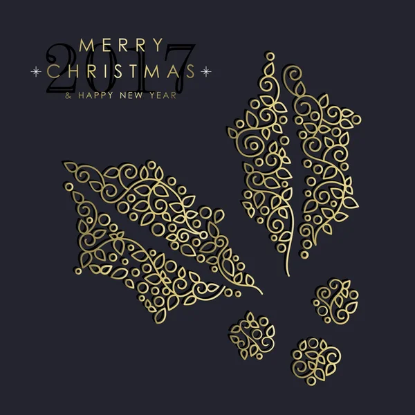Gouden Kerstmis en Nieuwjaar sier Maretak — Stockvector