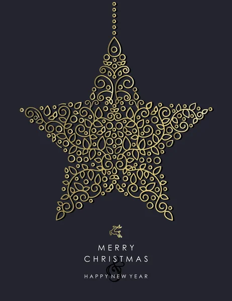 Guld jul och nyår prydnads stjärnform — Stock vektor
