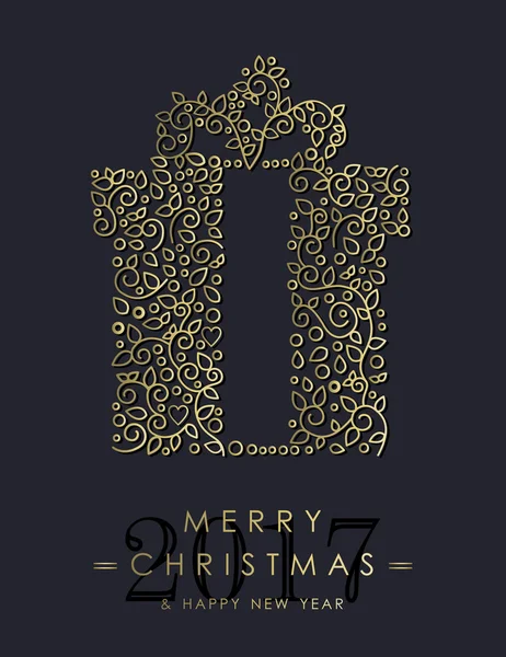 Navidad de oro y diseño de regalo ornamental de año nuevo — Vector de stock