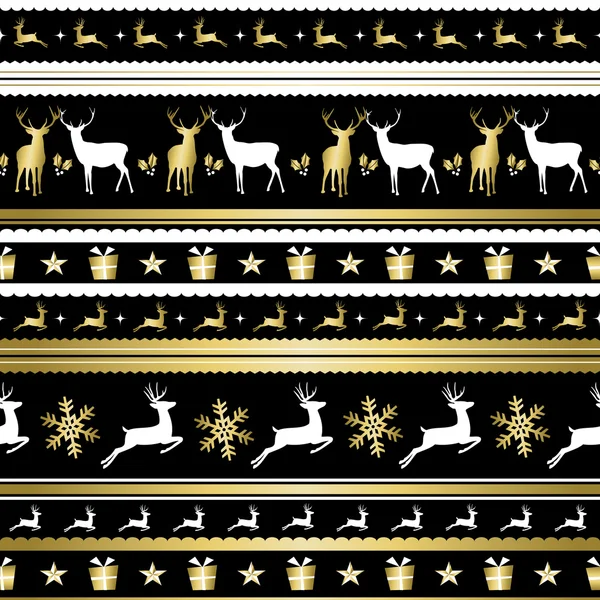 Arany karácsonyi ünnep szarvas dekoráció minta — Stock Vector