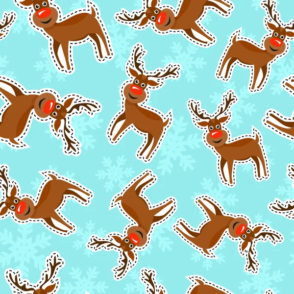 Noel reindeer simgesi desen arka plan yama — Stok Vektör