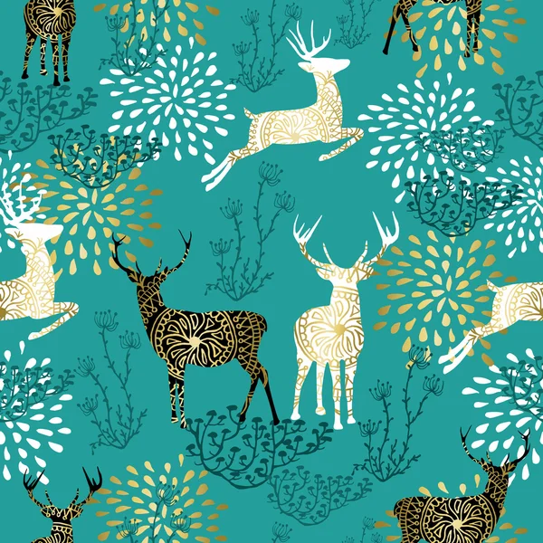 Décoration de cerf de Noël fond motif — Image vectorielle