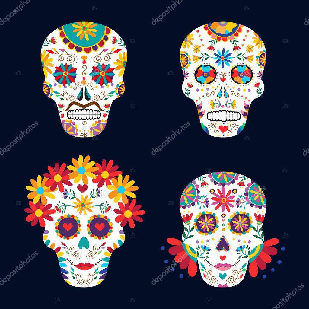 Day of the dead skulls for mexican celebration
