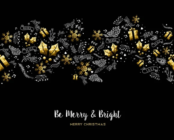 Joyeux Noël ornements de décoration motif or — Image vectorielle