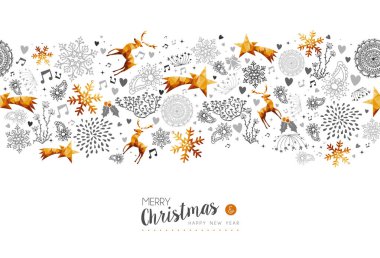 Neşeli Noel yeni yıl altın dekorasyon desen