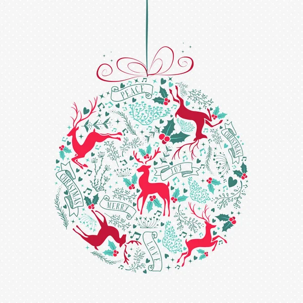 Joyeux Noël rétro décoration boule ornement — Image vectorielle