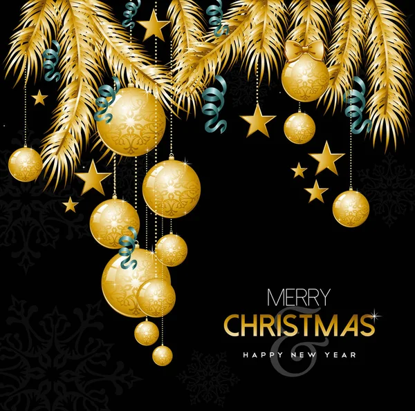 Zlaté Vánoce a nový rok ornament dekorace — Stockový vektor