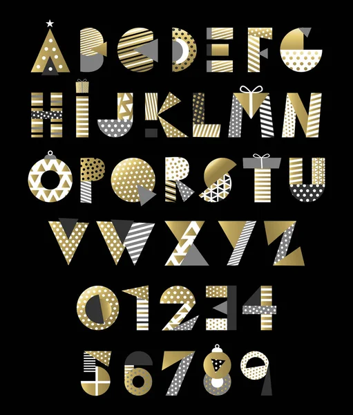 Gold geometric abstract alphabet font typography — Stock Vector