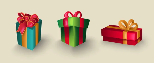 Christmas cartoon gift box set for decoration — Stock Vector