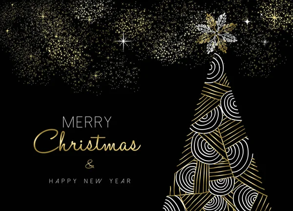 圣诞新年黄金几何线松树 — 图库矢量图片